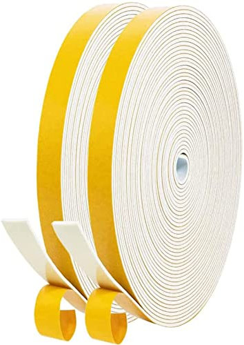 Dichtungsband Selbstklebend für Türen Fenster, 6mm(B) x 1.5mm(D)/20m Schaumstoff klebeband Gummidichtung Gegen Kalte Zugluft/Anti-Kollision/Schalldichter/Wasserdichter/Staubdicht Weiß