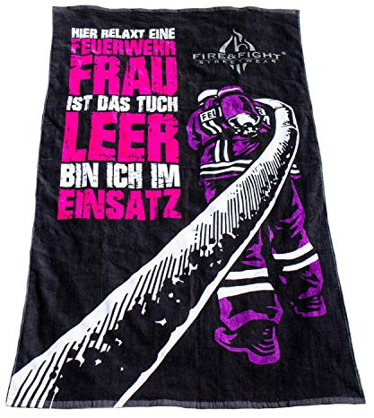 Roter Hahn 112 Feuerwehr 175x100cm Oversize Frottee Strandtuch Saunatuch Badetuch Handtuch Feuerwehrfrau Fire & Fight Streetwear
