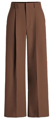 CIDER Dress Pants Women Wide Leg Pants Business Casual Trousers Solid Pocket Mid Waist Straight Leg Office Work Brown
