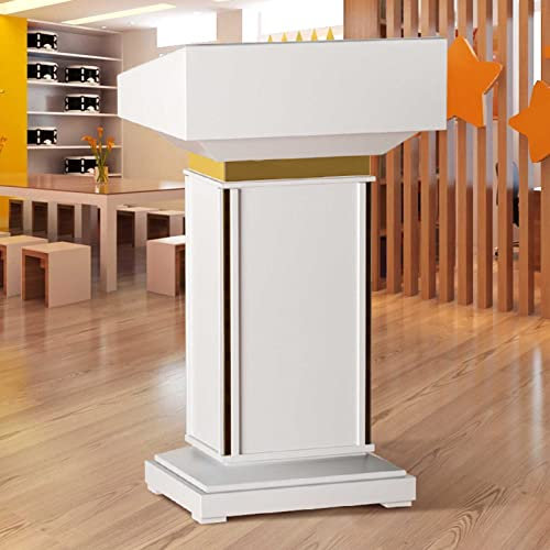 PeNbO Rednerpult-Podiumsständer, verdickter Podiumsständer aus Holz, für Kirchen, Empfangstheke mit geräumiger Schublade für Büro, Hotels, Schule, Seminare, Hochzeiten und Klassenzimmer (rot) (weiß)