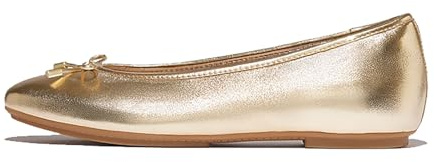 Fitflop DELICATO Bow Soft Metallic-Leather Ballet Flats