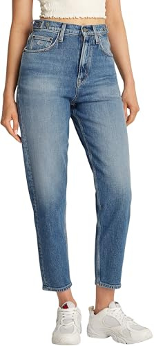 Tommy Jeans Damen Mom UH TPR Tab Bi0134 Dw0dw20578 Zugeschnitten, Denim (Denim Medium), 26W / 32L EU