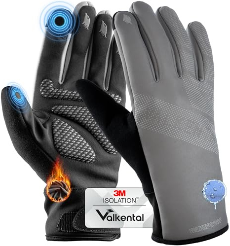 Valkental® wasserdichte Fahrradhandschuhe mit 3M Isolation | Gepolstert & Griffig | Winterhandschuhe & Übergangshandschuhe [Herren & Damen] mit Touchscreen Funktion - GloRider