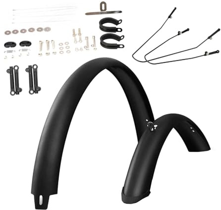 F Fityle Road Bike Fenders Mountain Bike Mud Guards Sturdy Replacement Full Cover Fenders with Mount Hardware Mudguards Wheel Fenders, 29 Inch Black Brace