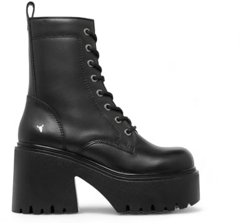 Stivaletti Punk Alla Caviglia con Plateau in Pelle Nera da Donna Windsorsmith - Totalmente