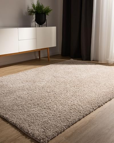 benuta Basic Tappeto salotto a pelo alto Sohari - Beige 60x120 cm - Minimalista - Morbido lavabile - Camera letto, corridoio, sala pranzo, soggiorno - Pavimento riscaldato