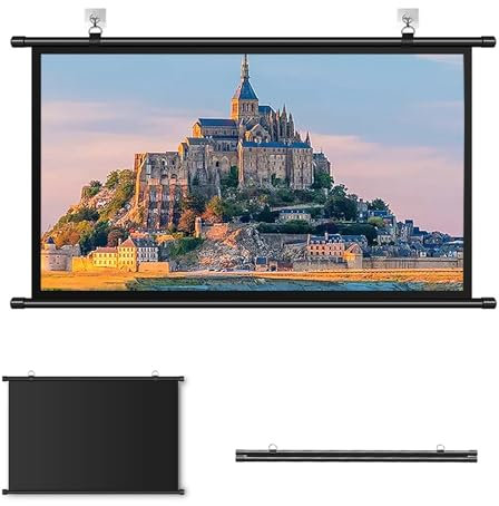 RIFWOVE 30 40 50 60 70 Projector Screen, Manual Pull Down Projector Screen, Anti-Crease, Home Theater Projection Screen HD 4K 4:3 16:9 Format, Movie Screen for Indoor Outdoor(White16:9,40)