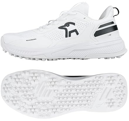 KOOKABURRA Hat KC Players Rubber Sole Cricket Shoe, White/Black, Size 9