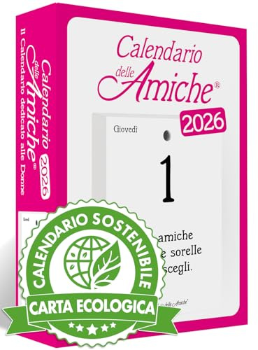 Calendario delle Amiche 2026 Eco Sostenibile. Il Primo e L'Originale. Il Calendario Geniale dedicato alle Donne. Idea Regalo con Scatola. Ricambio 10x14 cm. Pensiero Filosofico. Ogni giorno una frase
