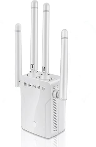 Ripetitore WiFi Potente per Casa,Extender WiFi 300Mbps 2.4GHz, Ripetitore supporta la modalità Repeater/AP,con Porta LAN/Pulsante WPS/Access Point, adatto per casa, ufficio, ecc,4 Antenne
