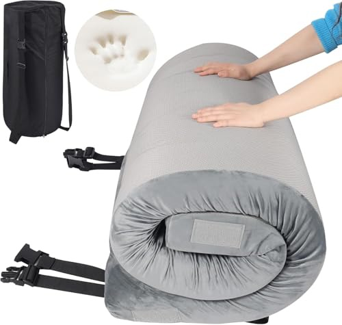 REDCAMP Foldable Memory Foam Camping Mattress for Children & Youth, Portable Roll Up Mattress Single with Zipper, Futon Mat Sleeping Pad for Floor Car Tent Indoor Outdoor, Grey-160x66CM