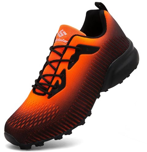 ASOCO DREAM Scarpe da Trail Running Uomo Scarpe da Passeggio Leggero Traspirante Scarpe da Ginnastica Antiscivolo Fitness Running Sneakers,Nero Arancione,43 EU