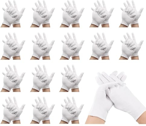 16 paia di guanti in cotone bianco, morbidi guanti protettivi di medio spessore, taglia L, guanti in cotone per idratanti, spa, cosmetici, ispezione, handsc