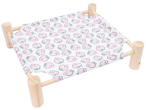 GEERYZHE Hamaca para Cama de y Gato, Antideslizante, Cómoda Tumbona Elevada de Madera para Mascotas, Hamaca Portátil para Uso en Interiores y Exteriores, Lugar de Descanso para Gatos Perros,