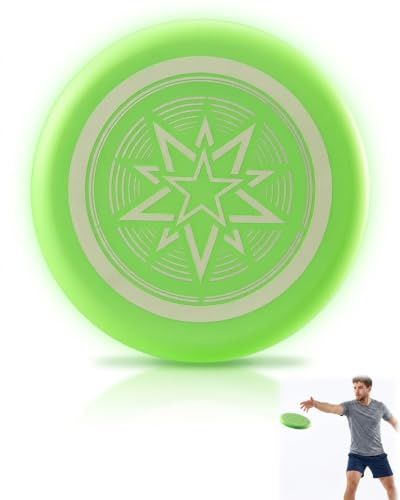 SIRLOMU Frisbee 1 pz in Gomma Morbida Verde Luminoso, Disco Volante Antiscivolo ad Alta visibilità, Gioco Sicuro per Bambini in Parchi e Giardini