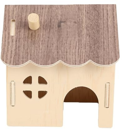 Qcwwy Gömställe för Hamster i trä Gömställe för Hamster i trä Marsvinshus för Smådjur med Flera Fack Mörk Inredningstak för Hamstrar Råttor Burtillbehör Litet Husdjur