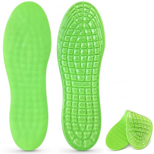 Energy Return Running Insoles with Poron Vive Memory Foam and Gel Cushioning Technology - Blister Prevention, Heel & Forefoot Pain - Shock-Absorbing for Shin Splints, Runners Knee Relief
