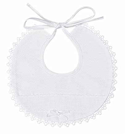 Filet - Elegantes und Feines Lätzchen, Komplett aus Baumwolle mit Aida-Leinenstickerei, Ideal für Babys und Kleinkinder, 100% Made in Italy, Farbe weiß