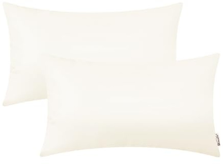 BRAWARM Juego de 2 Fundas de cojín Decorativas de Piel sintética, Fundas de cojín de Cuero sintético sólido para sofá para Sala de Estar, Cama de jardín, Color Blanco Marfil, 30 x 50 cm