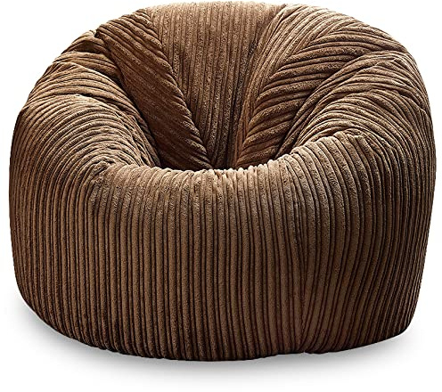 Beautiful Beanbags - Jumbo Cord Beanbag Lounger Chair - Caramel | Plush Jumbo Cord Finish, Great as a Recliner