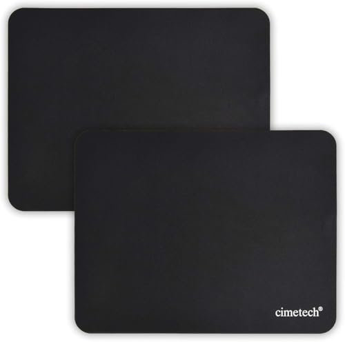 cimetech Alfombrilla de ratón cómoda Superficie de Juego Fibra extrafina Sensores de Seda Lisa Limpia Lavable para computadora portátil (Normal 2PCS, Negro)