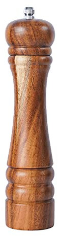 DeroTeno Macina pepe, Macinapepe, Macinino in ceramica dura e regolabile, Legno di acacia, Altezza 21 cm