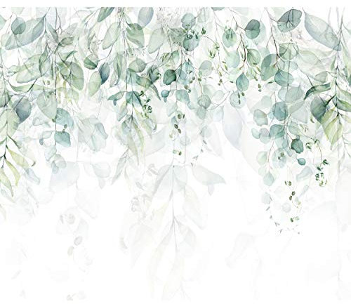 decomonkey - Papier Peint Panoramique Plante 350x256 cm - Décoration murale moderne – Tapisserie décorative pour chambre salon - Couleurs arbres jungle forêt feuilles nature tendances