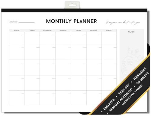Nikita By Niki Monthly Planner Desk Pad, 52 Sheets of Quality Paper, 36cm x 26cm Undated Office Stationery Tear-Off Wall or Desk Calendar for Daily Tasking and Note Taking