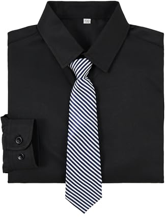LOLANTA Boys Long Sleeve School Shirts & Tie Set, Smart Dress Shirt | Uniform Shirt, Formal Shirt, Button Down, Crisp Collar, Cotton Blend, Wedding Party Shirt, Regular Fit, 2-14 Years