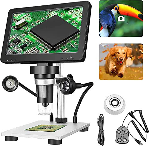 Microscope Numérique 7 1200x 12MP USB Avec Écran Rotatif HD, 8 Lumières LED, 12 Langues, 10 cm Distance Travail, Contrôleur Filaire Pour Réparation Électronique