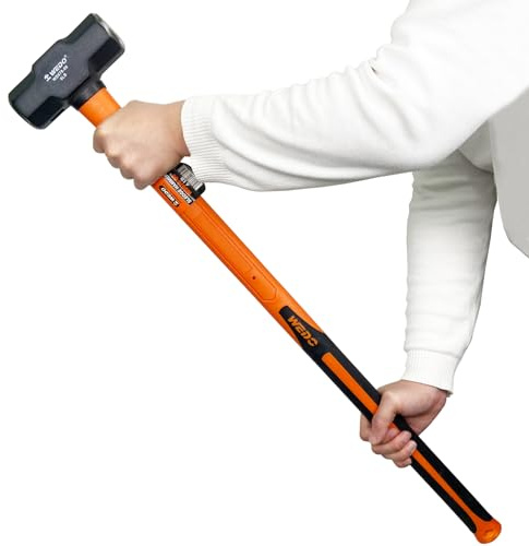 WEDO Sledge Hammer 6 lb(96oz) with Fiberglass Handles, Club Hammer, Drilling Hammer, Crack Hammer, High Carbon Steel Hammer, Shock Resistant, Non-Slip Handle, Die-forged, Strong Torque, Durable