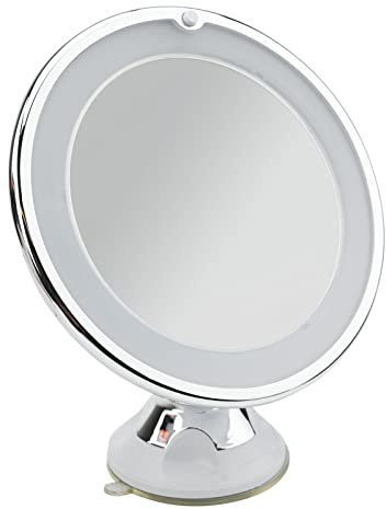 10x Magnifying LED Vanity Mirror with Light - 6.7 Bathroom Suction Cup, 360° Swivel Rotation and Locking