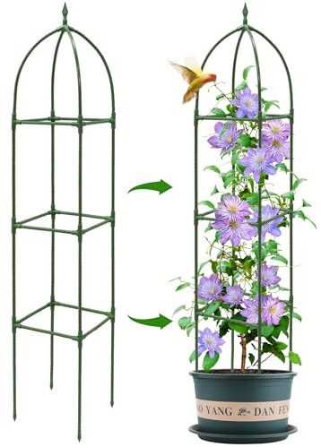 Obelisk Rankhilfe Garden, 1 Stücke 180cm Rosen Rankgitter Metall Abnehmbar Ranksäule witterungsbeständig freistehend für Kletterpflanzen Rosen Clematis Tomaten