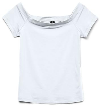 VERO MODA Camiseta para Mujer con Hombros Descubiertos, Manga Corta, diseño Moderno, Blanco Brillante, L