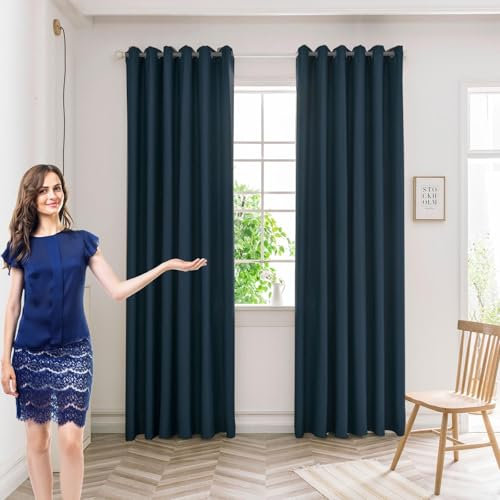 GAIFNAG Verdunkelungsvorhänge für Schlafzimmer 200 x 270 cm Wohnzimmer Lärmschutz/Kälteschutz Warm Lichtdurchlässig Dekoschal Schlafzimmer für Hotels Büros Wohnzimmer, Dunkelblau