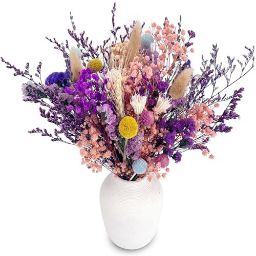 KAOHONG 39 Stück Trockenblumen Deko Set Natürliche Strohblumen Getrocknete Blumen für Wohnzimmer Haushalt Hochzeit Tischdeko