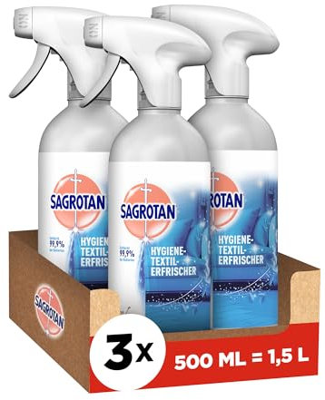 Sagrotan Hygiene-Textilerfrischer Frische Wäsche – Entfernt festsitzende Gerüche & geruchsbildende Bakterien – Für Kleidung & Wohntextilien – 3 x 500 ml