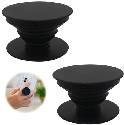 Cell Phone Ring Holder, Soporte Y Agarre para Teléfonos Móviles Y Tabletas con Un Top Intercambiable, Negro