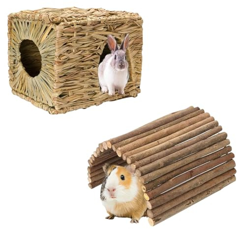 Rabbit Grass House (15 L*11 W*10 H) &Wooden Guinea Pig Bridge (10 L*12 W*8 H)