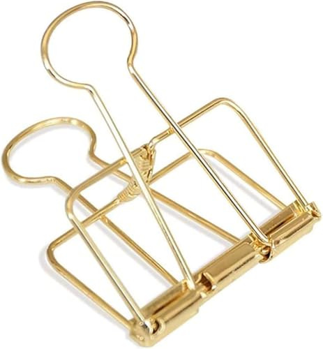 Lot de 4 pinces à papier dorées creuses à longue queue de 51 mm pour classeur et trombones de petite taille et poids léger, pinces, pinces et anneaux