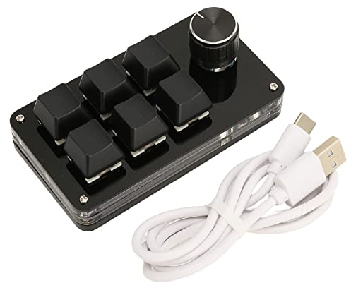 lyrlody 6 Key Keypad, Clavier Macro Programmable USB à Une Main Un Clavier de Jeu Mécanique à Une Main avec Bouton, Mini Taille et Portable, adapté à Tous Les Ordinateurs