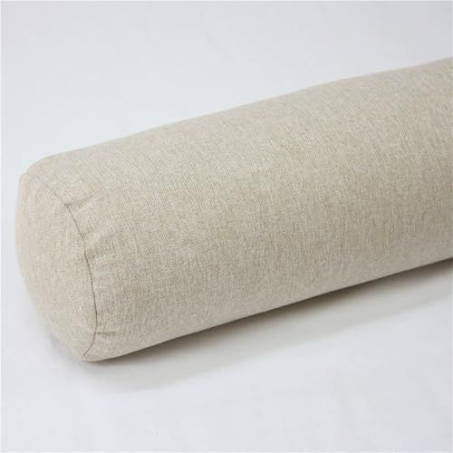 Cuscino cilindrico a rullo per il collo, supporto cervicale cilindrico, con cerniera in lino e cotone, federa rimovibile e lavabile, cuscino traspirante per collo per schiena e gambe (beige, 78 x 20