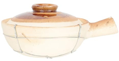 TOYANDONA Cazuela de Barro con Asa, Olla Doméstica de 0,8l Color Claro con Alambre, Utensilio para Cocinar en Casa, Adecuado para Sopa, Estofados y Arroz en Cazuela