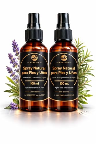 Spray Natural Para Pies y Uñas - Anti-Olor, Refrescante e Higienizante - Con Lavanda y Árbol de Té - Desodorante para Sudor y Olor Pies - Ayuda Contra Hongos - Ideal para Pie de Atleta - 2x100ml
