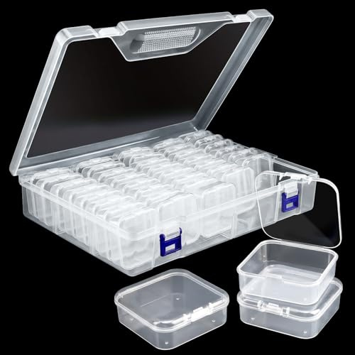 HOWAB 40 scatole di assortimento per piccoli pezzi: scatole piccole 5 × 2 cm, in plastica trasparente, scatola di smistamento con coperchio, piccole parti per perline e semi