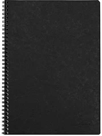 Clairefontaine 781421C collezione Age Bag Quaderno a spirale nero - A4 21x29,7 cm - 100 pagine a quadretti piccoli - Carta Bianca 90 g - Copertina in carta Lustrée a grana grossa effetto cuoio