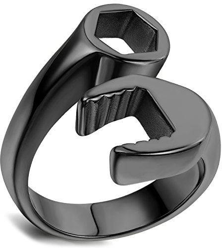 Flongo mäns ring män ring sigillring bandring tumring rostfritt stål ring mekaniker skiftnyckel silver guld svart lera biker motorcykelförare herrtillbehör