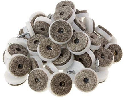 100 Stück Filzgleiter mit Kunststoffträger zum Schrauben weiß Ø 20 mm