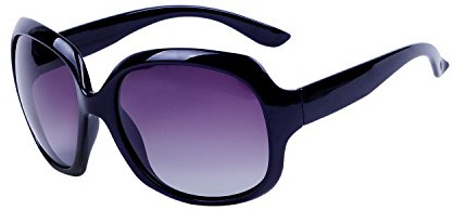 Qixuan Lunettes de Soleil Femme Polarisées avec Étui QIXU Oversized Ronde Retro Vintage Fashion Verres UV400 Protection , Noir