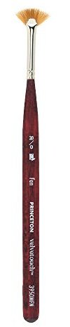 Princeton Velvetouch Artiste, Mixed-Media Brush for Acrylic, Watercolor & Oil, Series 3950 Mini Fan Luxury Synthetic, Size 20/0
